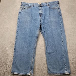 Schmidt Workwear Jean Mens 46x30 Blue Denim Light Wash Straight‎ Leg Distressed